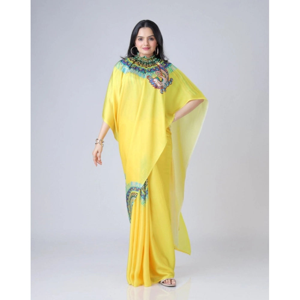 Yellow Soft Crepe Silk Ready-to-Wear Saree for Women | AANCHAL