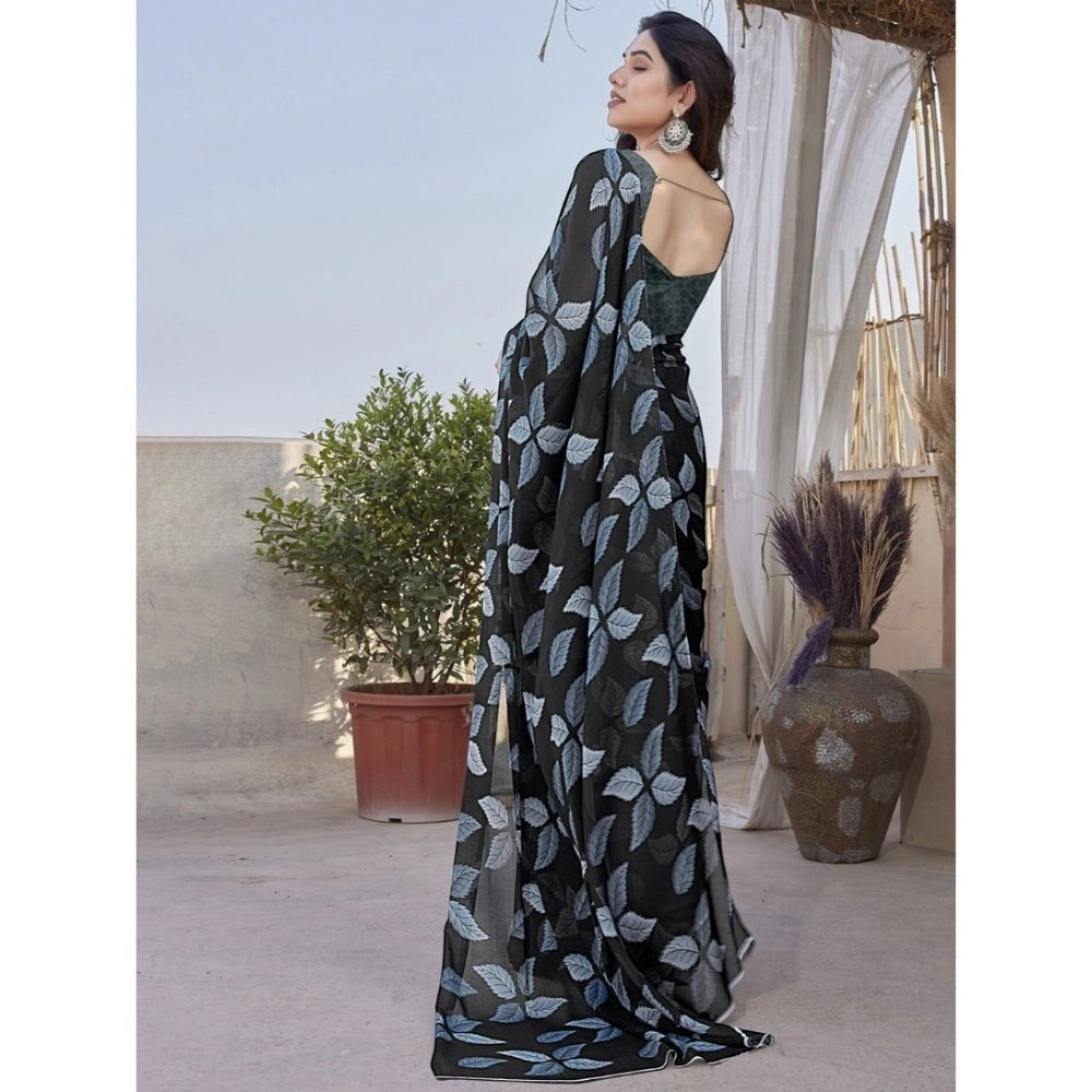 Black Printed Chiffon Saree