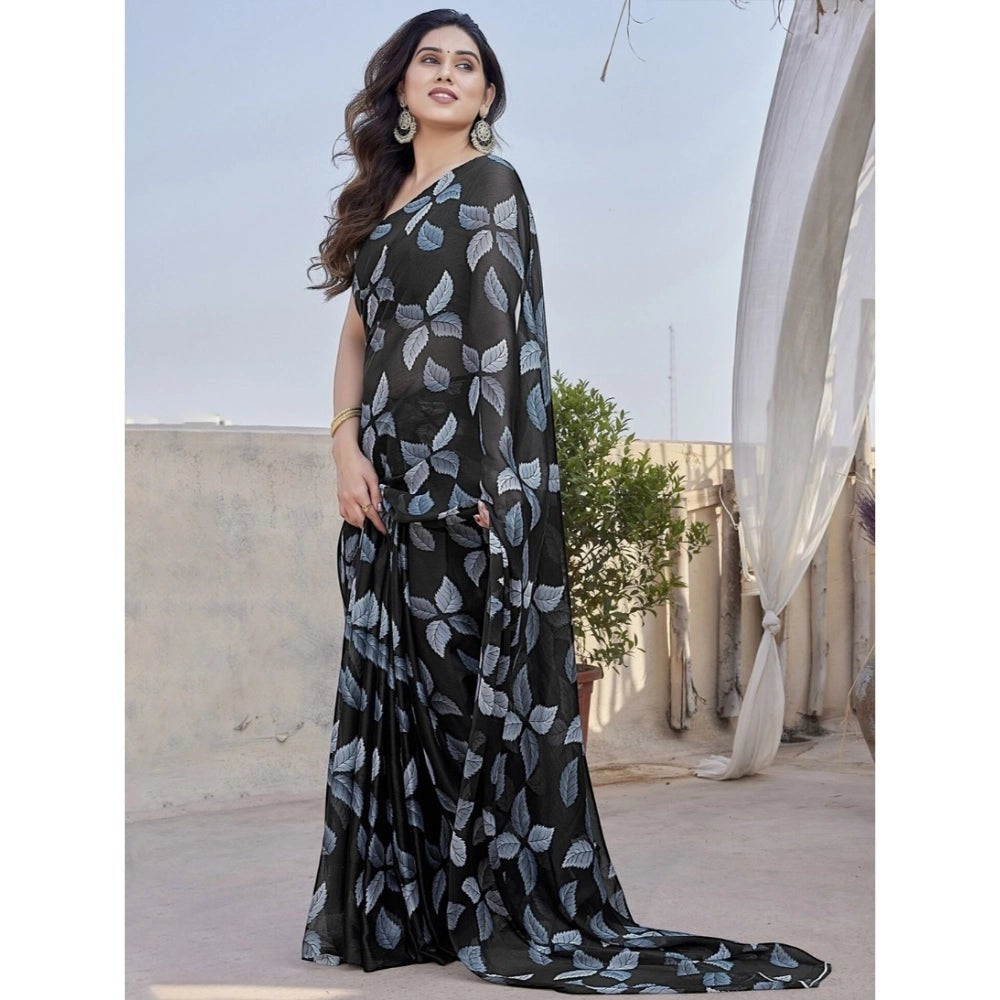 Black Printed Chiffon Saree