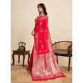 Red Faux Banarasi Silk Woven Saree with Unstitched Blouse | Elegant Party & Festive Wear for Women